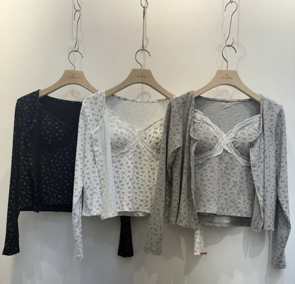 ATTIC韓國東大門代購女士新款時尚26春夏套裝小碎花蕾絲開衫ATTIC套裝圖色1左一色