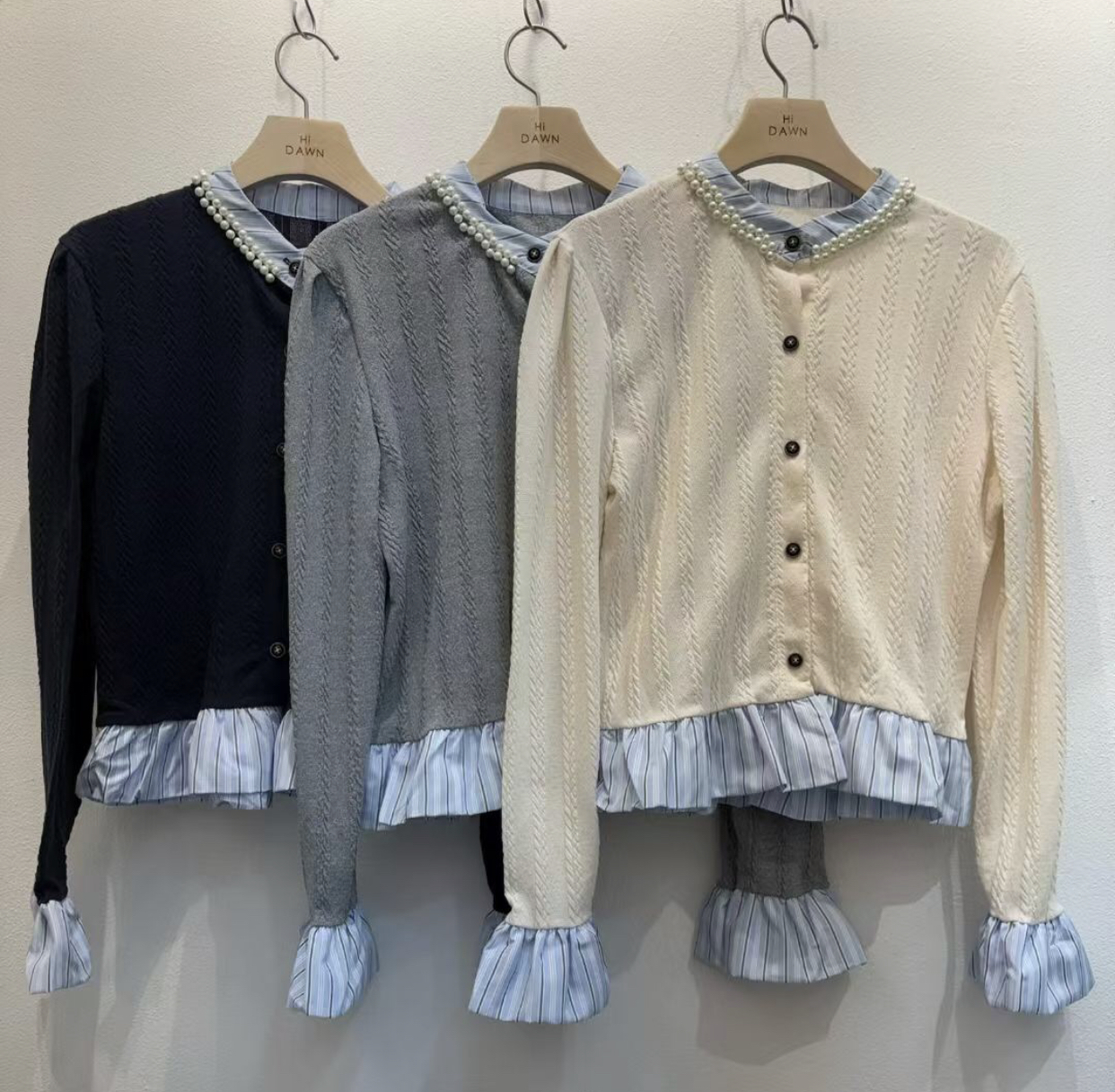 ATTIC韓國直郵女士新款職業人氣熱賣時尚針織衫珍珠領開衫ATTIC針織衫圖色1左一色