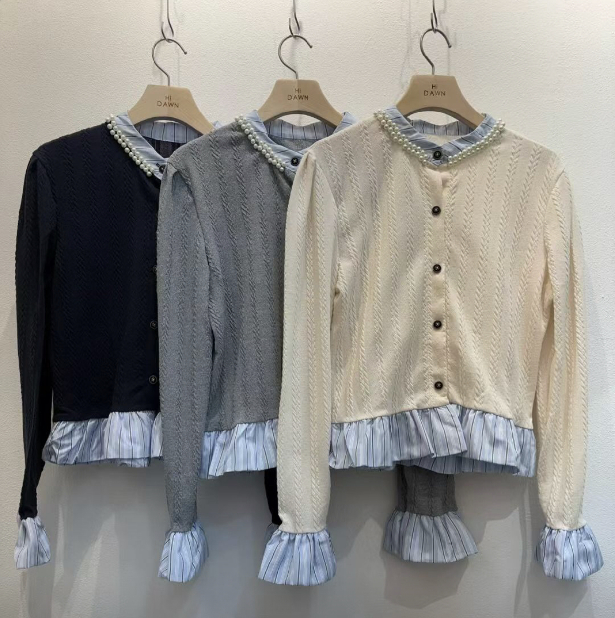 ATTIC韓國直郵女士新款職業人氣熱賣時尚針織衫珍珠領開衫ATTIC針織衫圖色2左二色