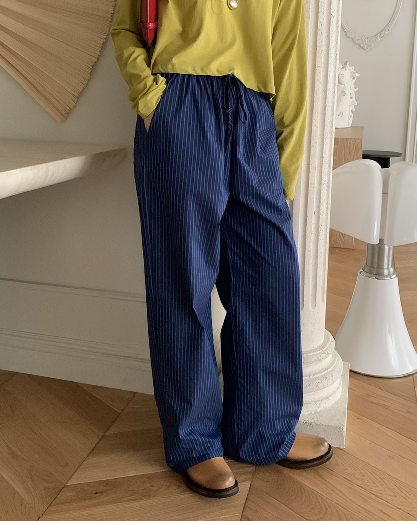 PEBBLE韓國直郵實拍女士新款休閑人氣職業26春夏休閑褲條紋PEBBLE休閑褲