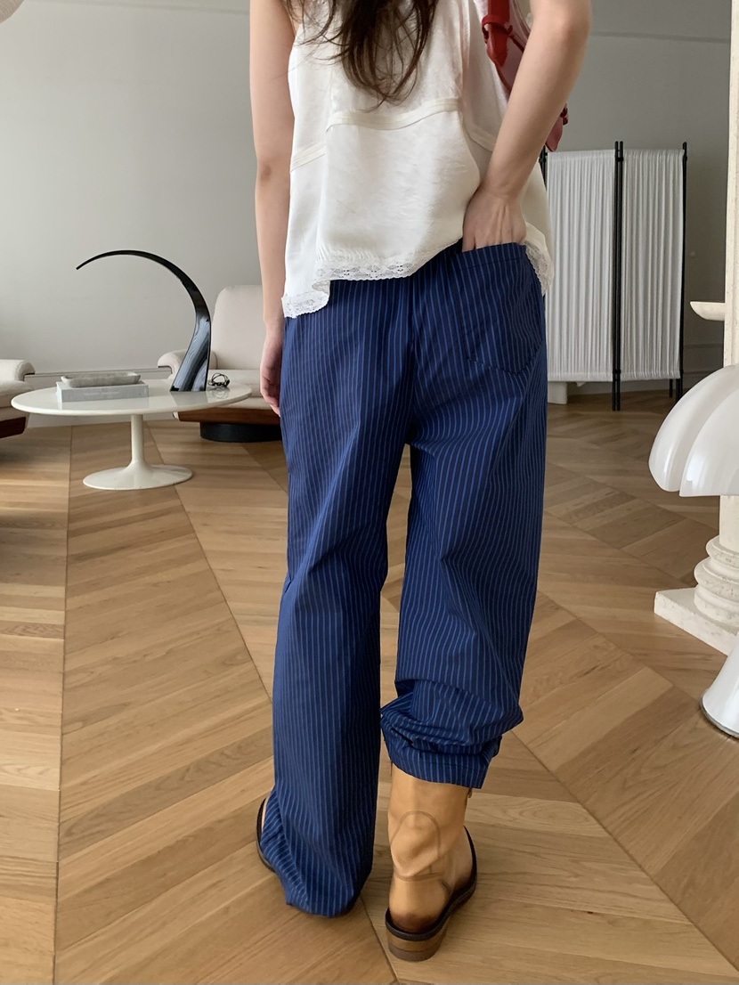 PEBBLE韓國直郵實拍女士新款休閑人氣職業26春夏休閑褲條紋PEBBLE休閑褲