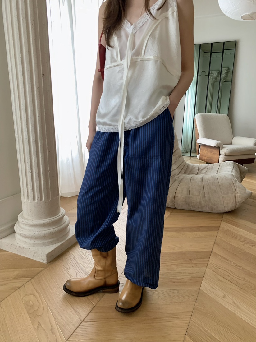 PEBBLE韓國直郵實拍女士新款休閑人氣職業26春夏休閑褲條紋PEBBLE休閑褲