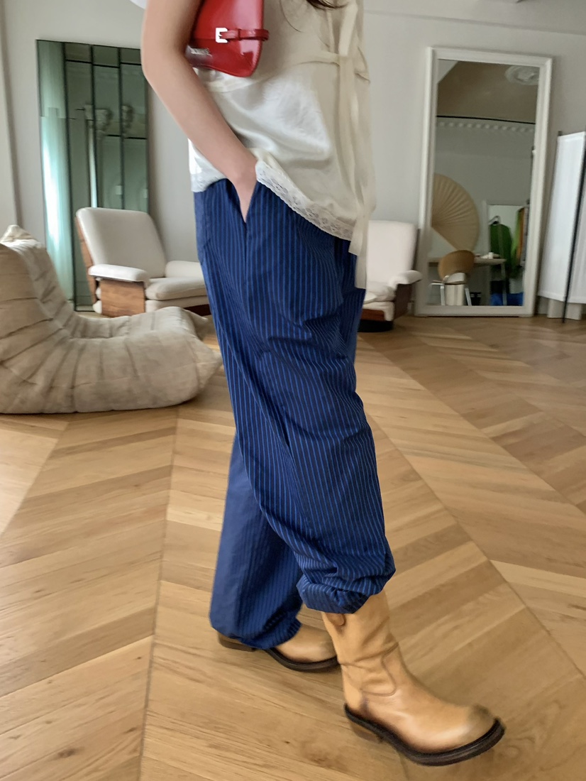 PEBBLE韓國直郵實拍女士新款休閑人氣職業26春夏休閑褲條紋PEBBLE休閑褲