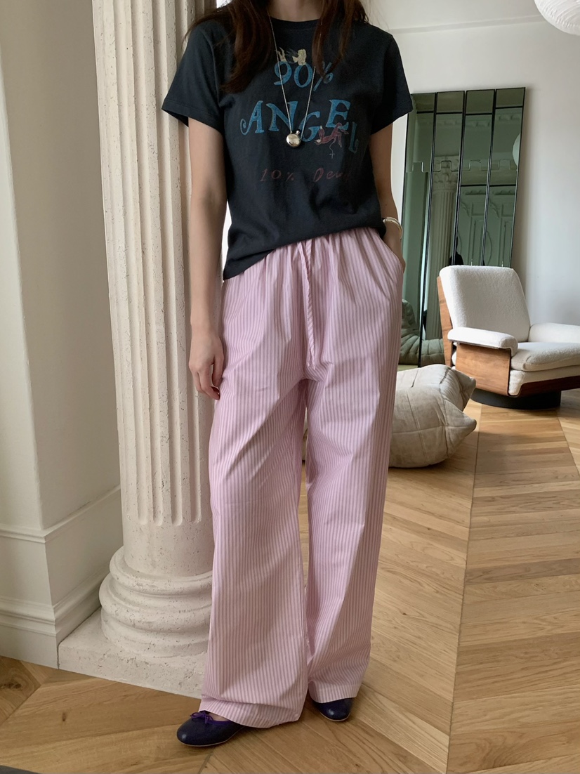 PEBBLE韓國直郵實拍女士新款休閑人氣職業26春夏休閑褲條紋PEBBLE休閑褲