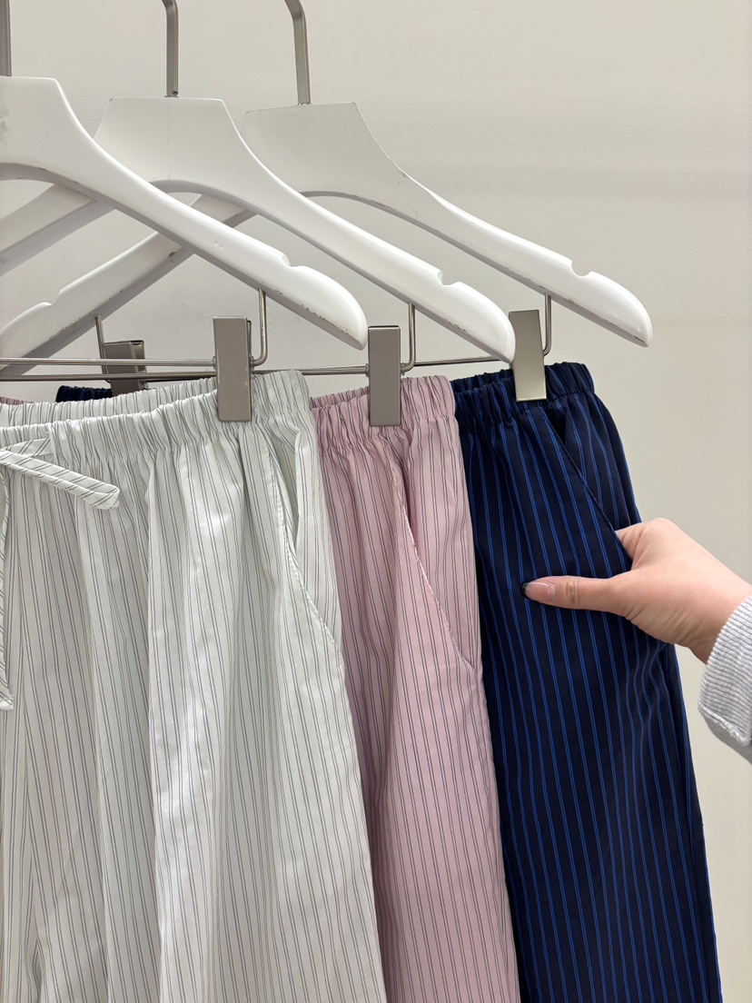 PEBBLE韓國直郵實拍女士新款休閑人氣職業26春夏休閑褲條紋PEBBLE休閑褲