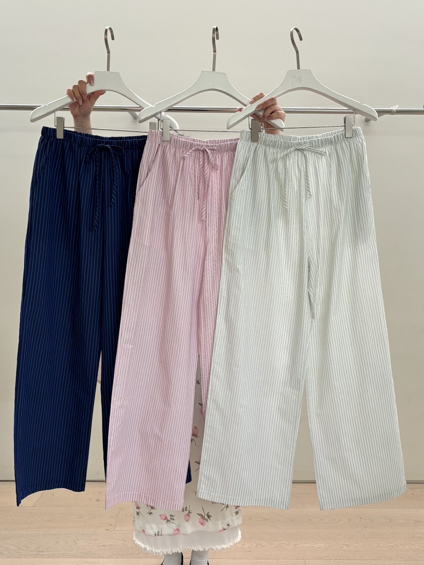 PEBBLE韓國直郵實拍女士新款休閑人氣職業26春夏休閑褲條紋PEBBLE休閑褲