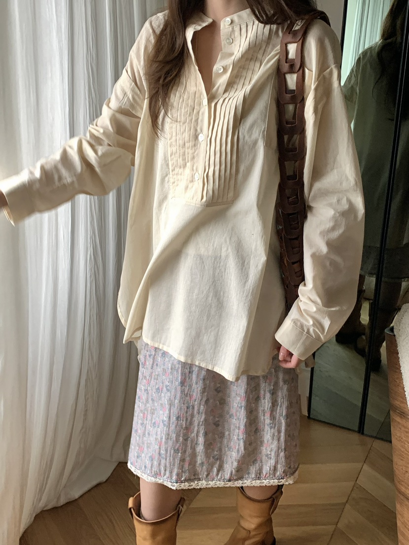 PEBBLE韓國直郵女士新品人氣休閑推薦熱賣襯衫蕾絲衫棉質PEBBLE襯衫/蕾絲衫