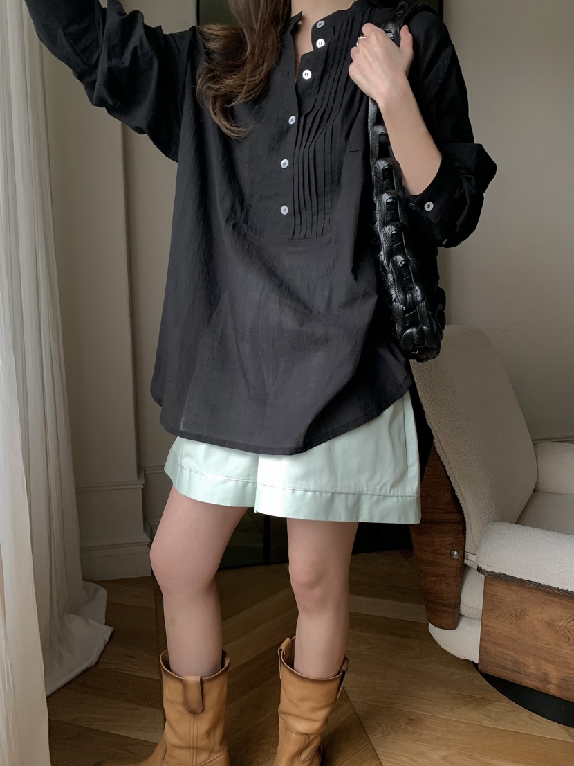 PEBBLE韓國直郵女士新品人氣休閑推薦熱賣襯衫蕾絲衫棉質PEBBLE襯衫/蕾絲衫