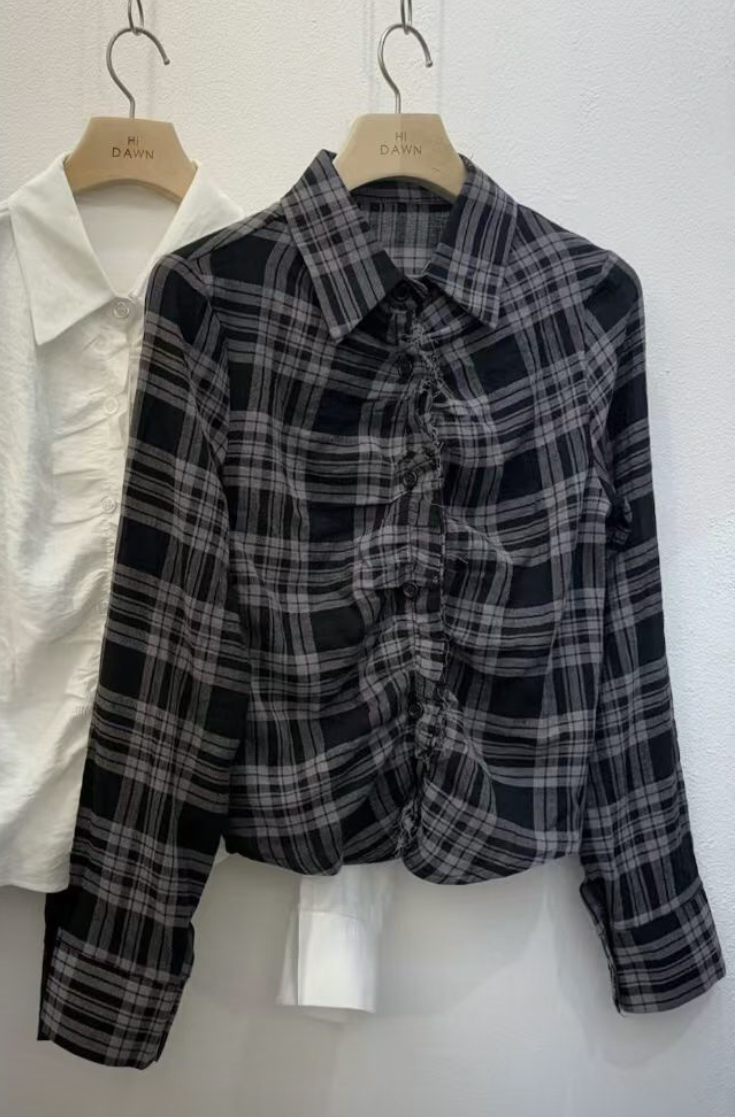 ATTIC韓國東大門代購女士新品職業人氣推薦襯衫蕾絲衫格子ATTIC襯衫/蕾絲衫圖色3