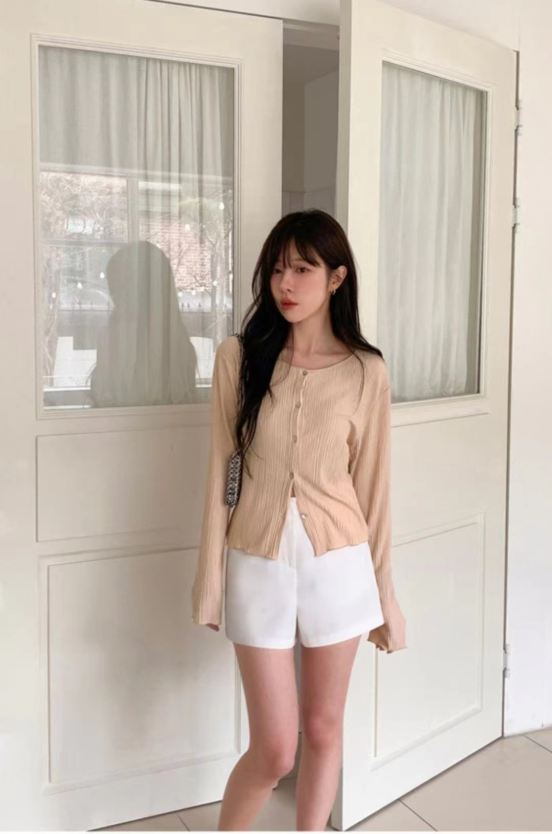 AFARRIER韓國代購女裝新款職業熱賣人氣休閑推薦長袖T恤褶裥AFARRIER長袖T恤