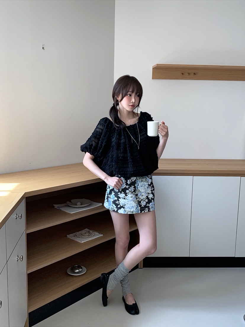 VERANDA韓國直郵女裝新款推薦熱賣時尚人氣休閑26春夏短裙花朵VERANDA短裙