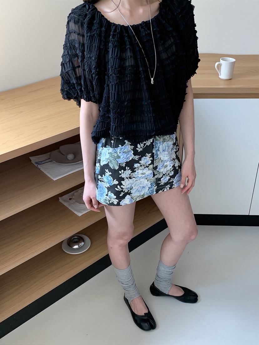 VERANDA韓國直郵女裝新款推薦熱賣時尚人氣休閑26春夏短裙花朵VERANDA短裙