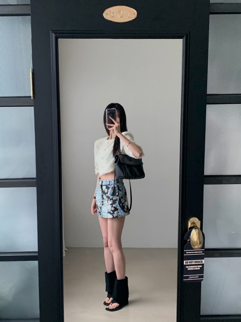 VERANDA韓國直郵女裝新款推薦熱賣時尚人氣休閑26春夏短裙花朵VERANDA短裙