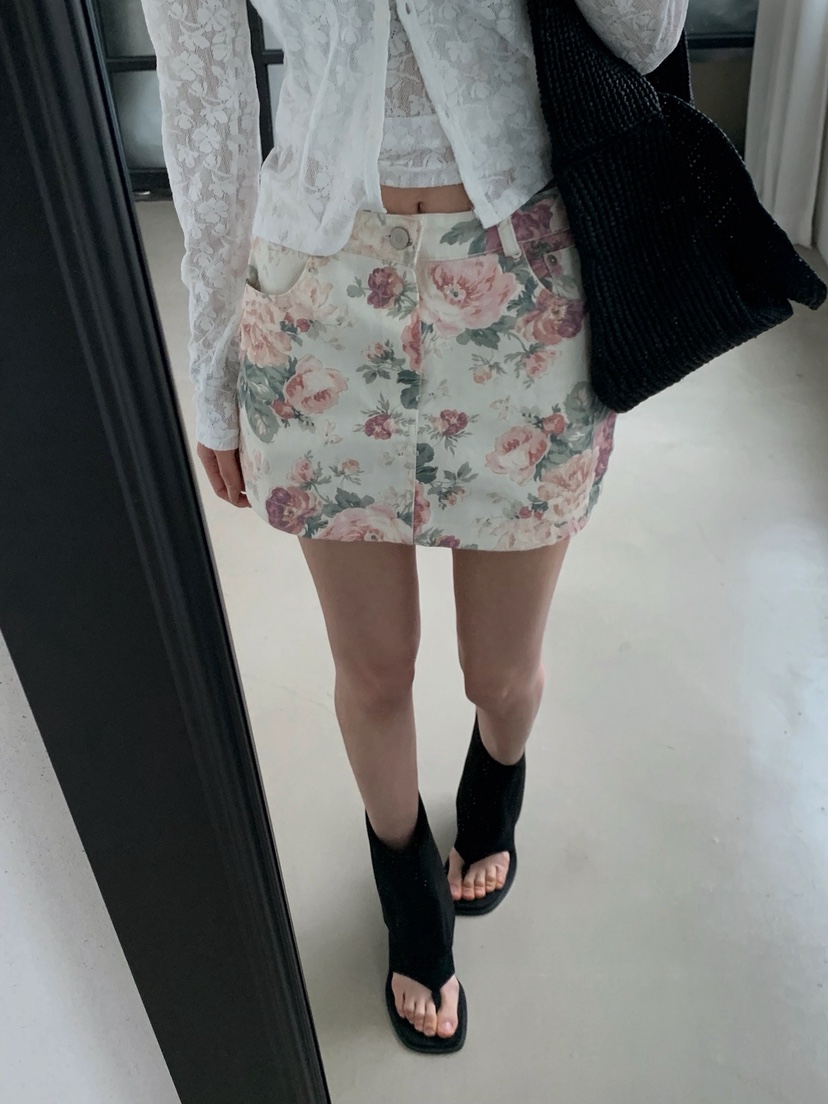 VERANDA韓國直郵女裝新款推薦熱賣時尚人氣休閑26春夏短裙花朵VERANDA短裙