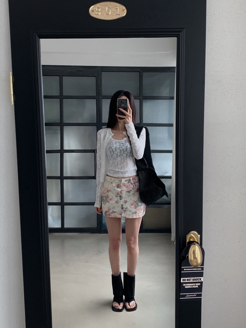 VERANDA韓國直郵女裝新款推薦熱賣時尚人氣休閑26春夏短裙花朵VERANDA短裙