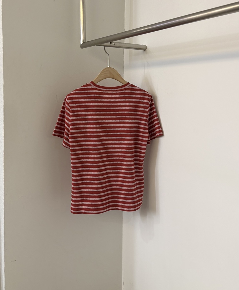 TWENTY FOUR SEVEN24-7韓國東大門直郵女裝新品時尚T恤亞麻條紋TEWNTY FOUR SEVEN24-7T恤