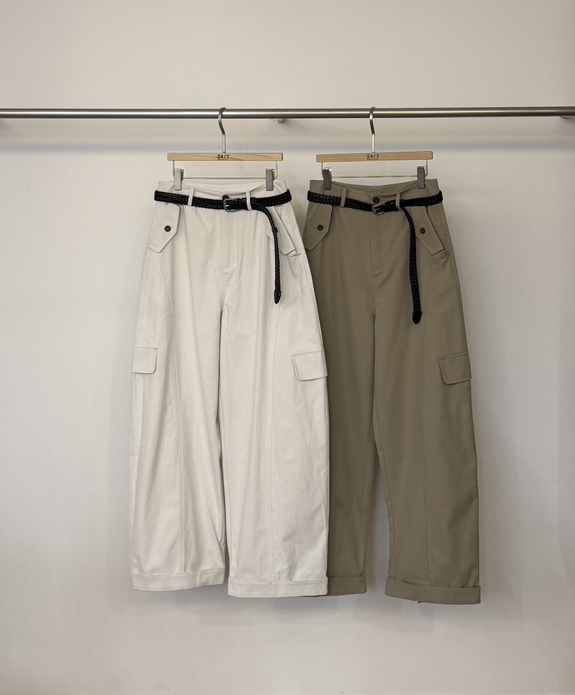 TWENTY FOUR SEVEN24-7韓國東大門代購女士新款職業休閑褲含腰帶口袋抽繩TEWNTY FOUR SEVEN24-7休閑褲