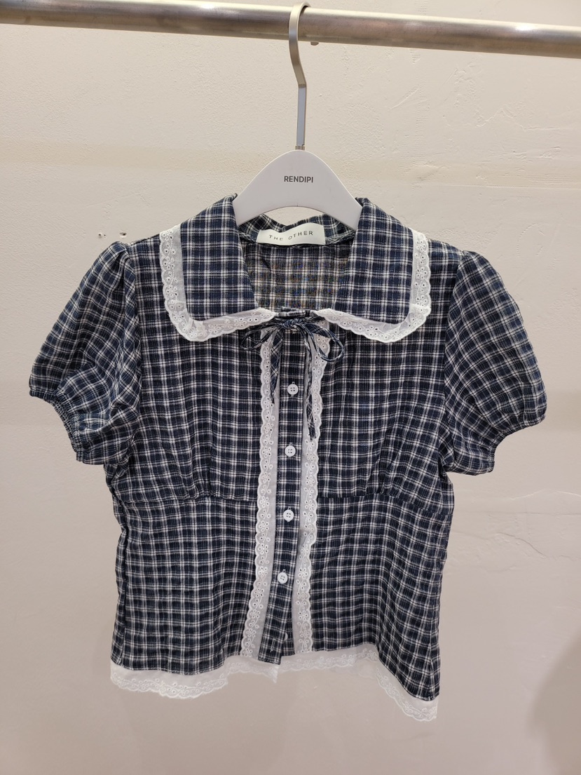 THE OTHER韓國直郵女士新款休閑時尚襯衫蕾絲衫可愛的格子THE OTHER襯衫/蕾絲衫圖色1