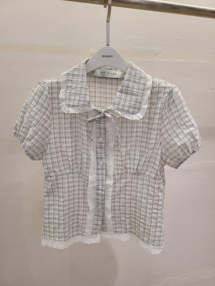 THE OTHER韓國直郵女士新款休閑時尚襯衫蕾絲衫可愛的格子THE OTHER襯衫/蕾絲衫圖色2