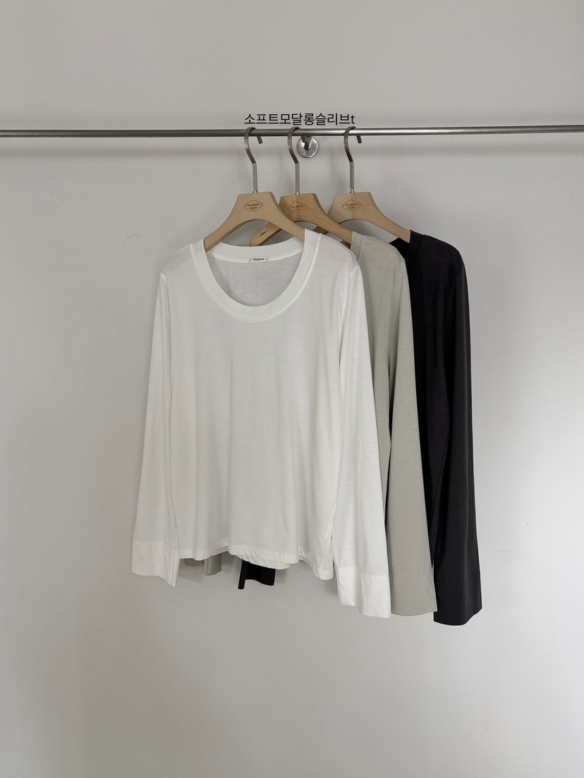 VERGAMOT韓國東大門代購女裝新款26春夏長袖T恤莫代爾柔軟VERGAMOT長袖T恤