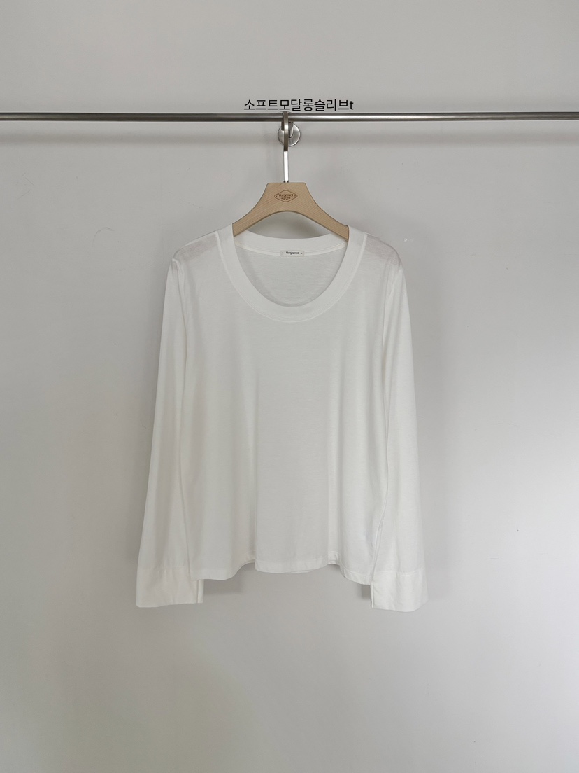 VERGAMOT韓國東大門代購女裝新款26春夏長袖T恤莫代爾柔軟VERGAMOT長袖T恤圖色1