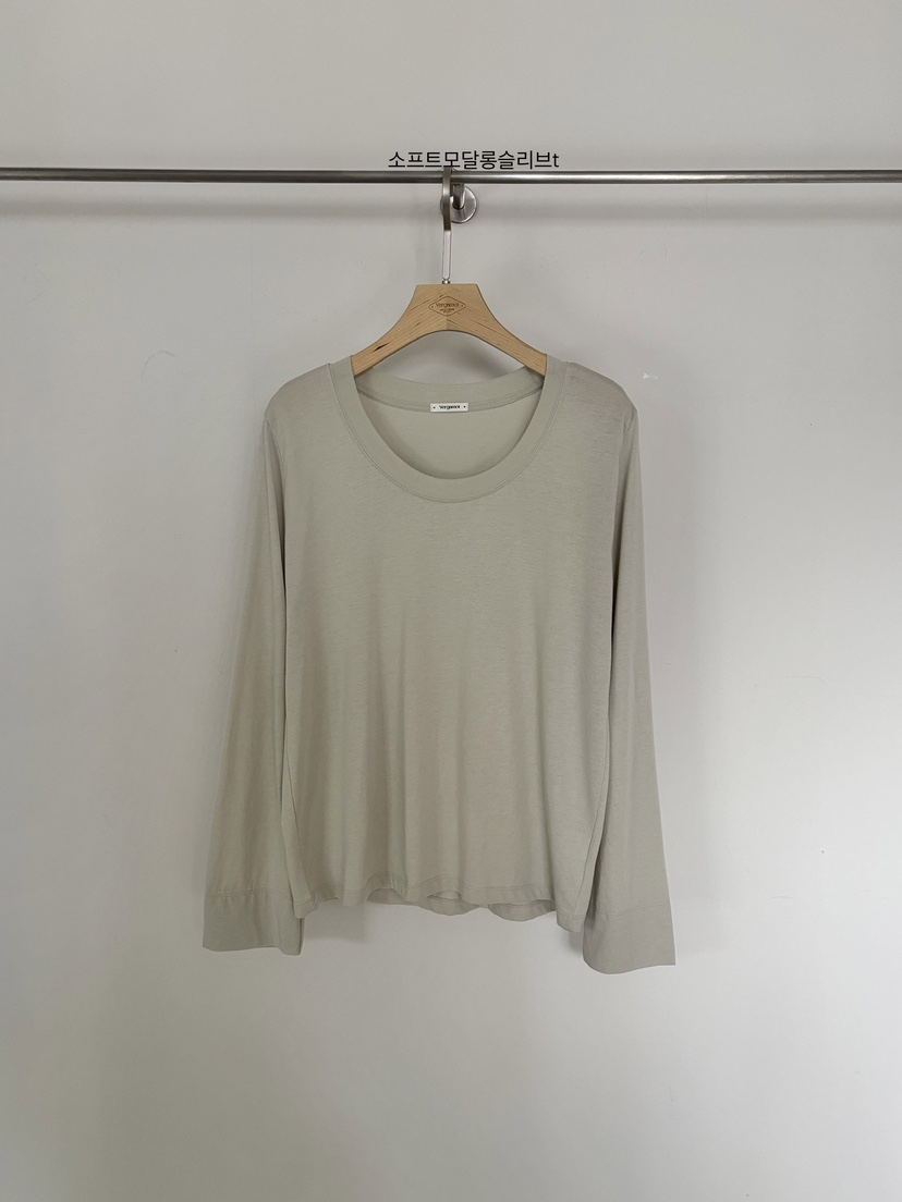 VERGAMOT韓國東大門代購女裝新款26春夏長袖T恤莫代爾柔軟VERGAMOT長袖T恤圖色2