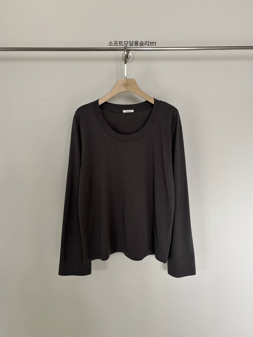 VERGAMOT韓國東大門代購女裝新款26春夏長袖T恤莫代爾柔軟VERGAMOT長袖T恤圖色3