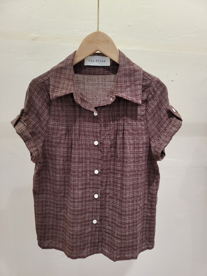 THE OTHER韓國直郵女士新款26春夏人氣熱賣襯衫蕾絲衫格子THE OTHER襯衫/蕾絲衫圖色2