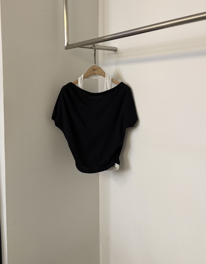 TWENTY FOUR SEVEN24-7韓國代購女裝新款推薦職業熱賣T恤TEWNTY FOUR SEVEN24-7T恤圖色3黑色