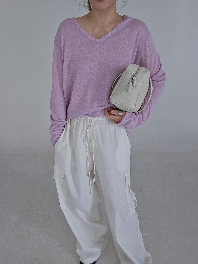 J SHOP韓國代購女裝新品休閑時尚熱賣推薦長袖T恤V領寬松J_SHOP長袖T恤