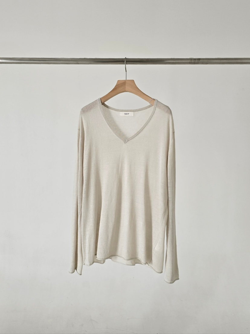 J SHOP韓國代購女裝新品休閑時尚熱賣推薦長袖T恤V領寬松J_SHOP長袖T恤圖色1