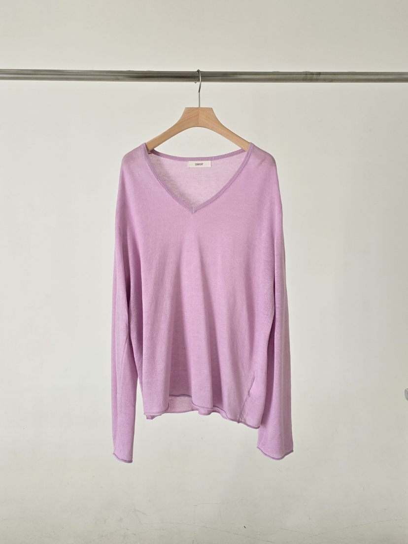 J SHOP韓國代購女裝新品休閑時尚熱賣推薦長袖T恤V領寬松J_SHOP長袖T恤圖色2