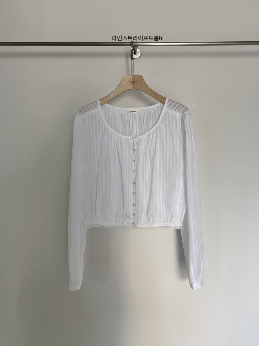 VERGAMOT韓國東大門直郵女士新款26春夏職業襯衫蕾絲衫條紋VERGAMOT襯衫/蕾絲衫圖色1