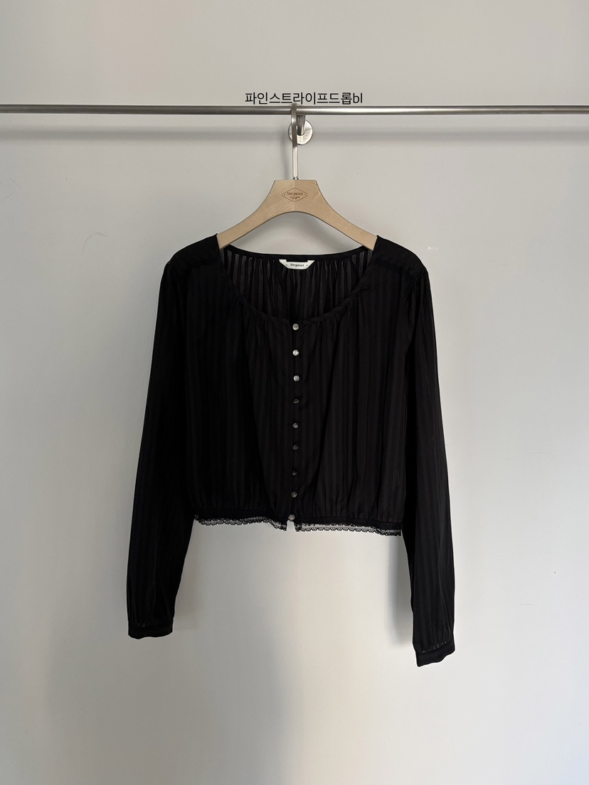 VERGAMOT韓國東大門直郵女士新款26春夏職業襯衫蕾絲衫條紋VERGAMOT襯衫/蕾絲衫圖色2