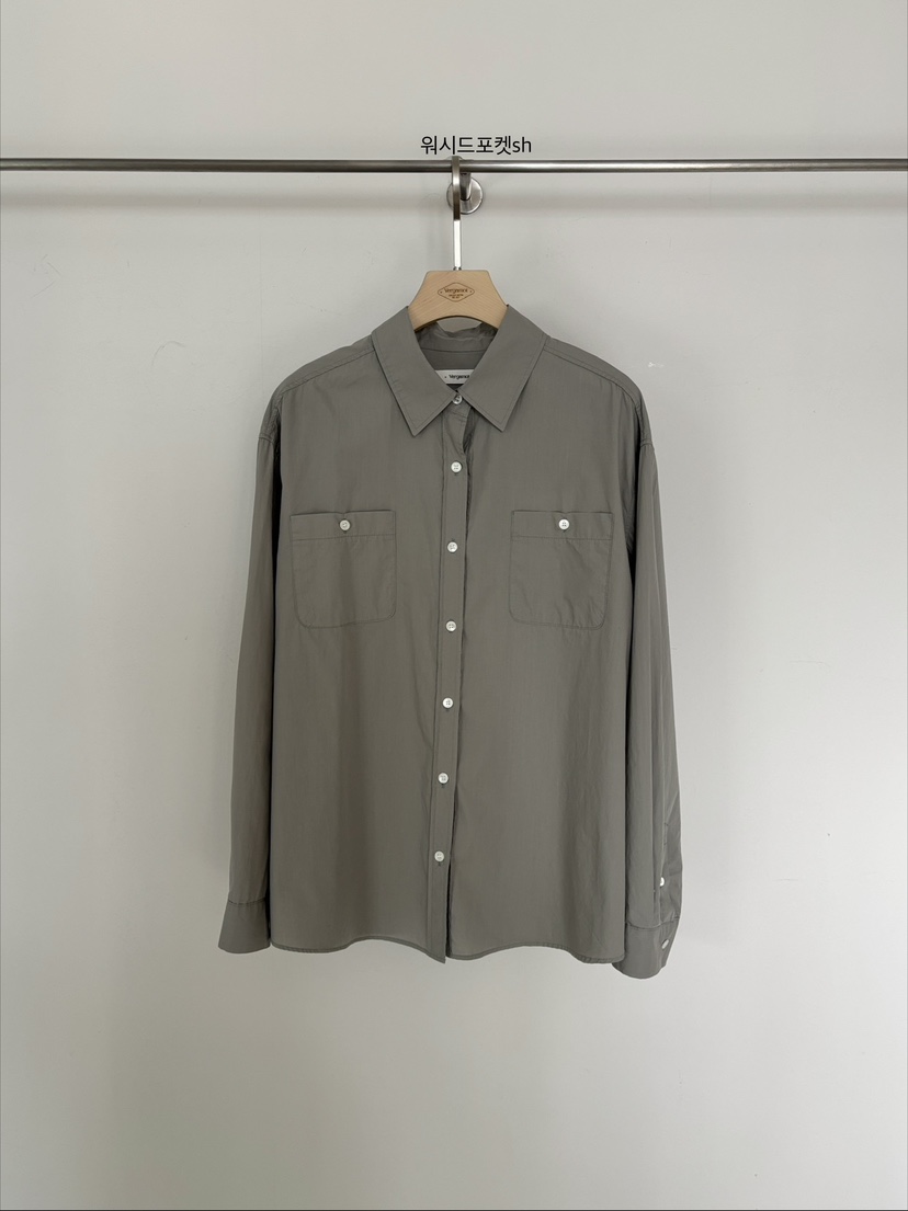 VERGAMOT韓國東大門代購女裝新品26春夏襯衫蕾絲衫口袋水洗VERGAMOT襯衫/蕾絲衫圖色2