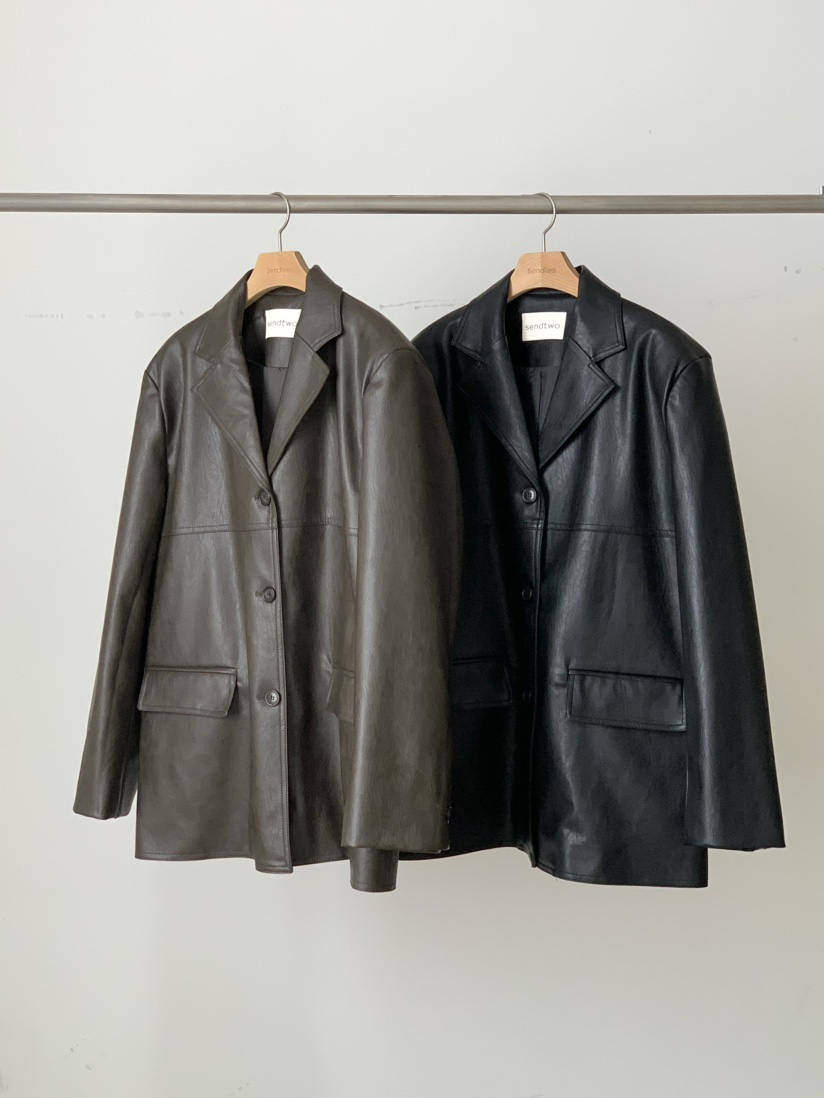 SENDTWO韓國代購女士新品人氣26春夏時尚推薦職業皮衣皮革SENDTWO皮衣