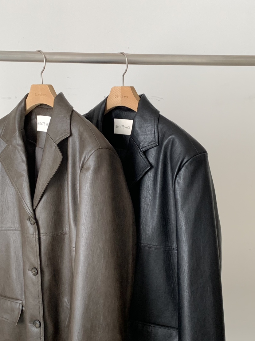 SENDTWO韓國代購女士新品人氣26春夏時尚推薦職業皮衣皮革SENDTWO皮衣