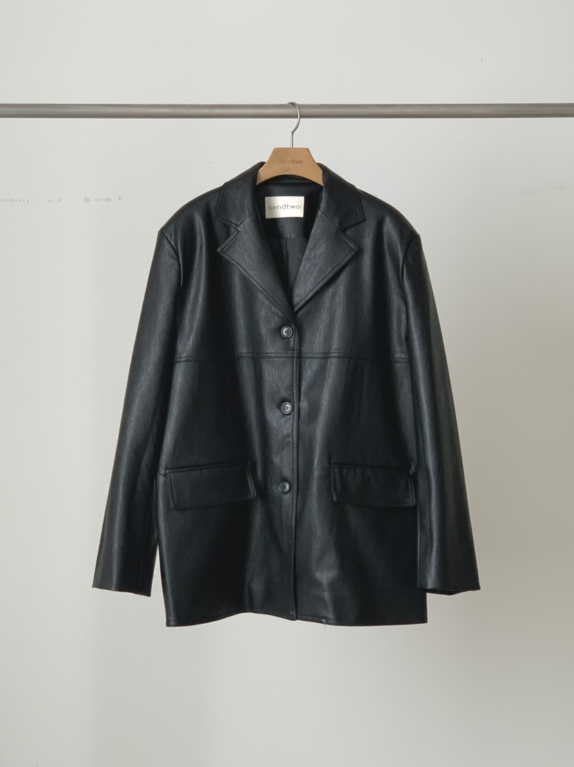 SENDTWO韓國代購女士新品人氣26春夏時尚推薦職業皮衣皮革SENDTWO皮衣圖色2