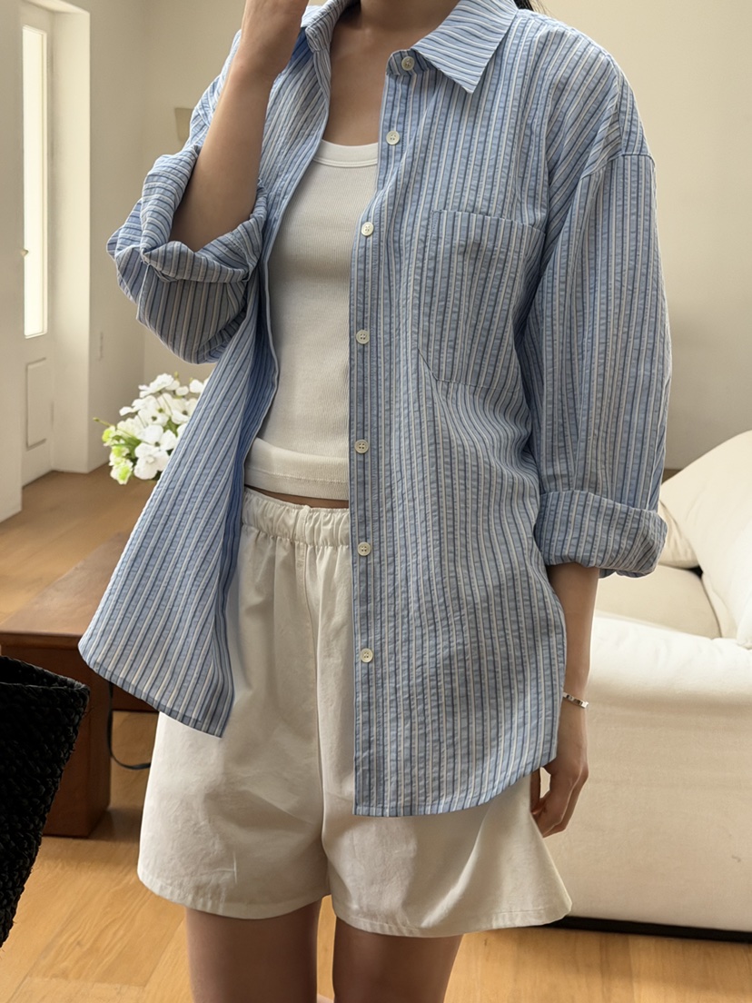 REGULARLY/PLACOR韓國代購女士新品職業26春夏襯衫蕾絲衫條紋REGULARLY/PLACOR襯衫/蕾絲衫