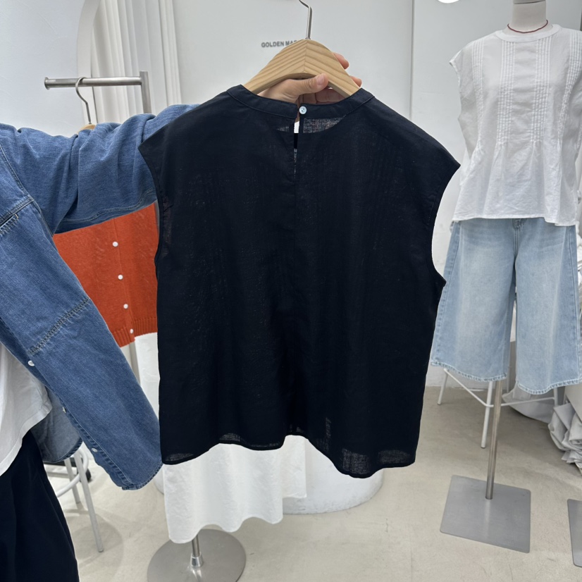 GOLDEN MARKET韓國直郵實拍女士新品推薦襯衫蕾絲衫亞麻布褶裥GOLDEN MARKET襯衫/蕾絲衫