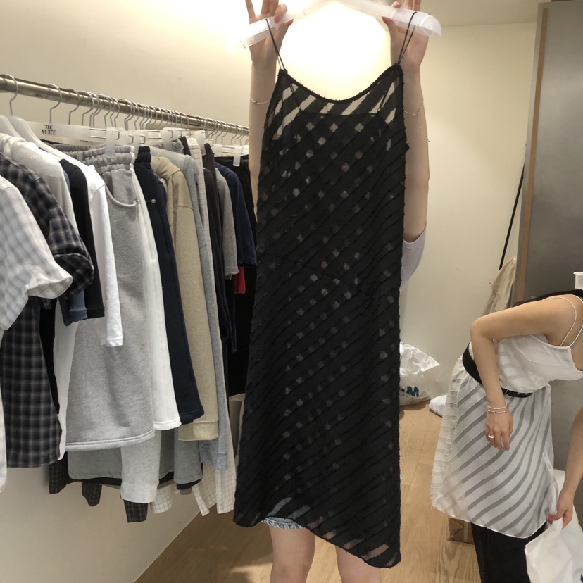 MEET ME韓國直郵女士新款26春夏時尚連衣裙不含腰帶條紋MEET ME連衣裙圖色1