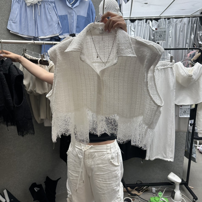 EXIT韓國直郵女士新款休閑26春夏職業時尚熱賣馬甲粗花呢EXIT馬甲圖色1