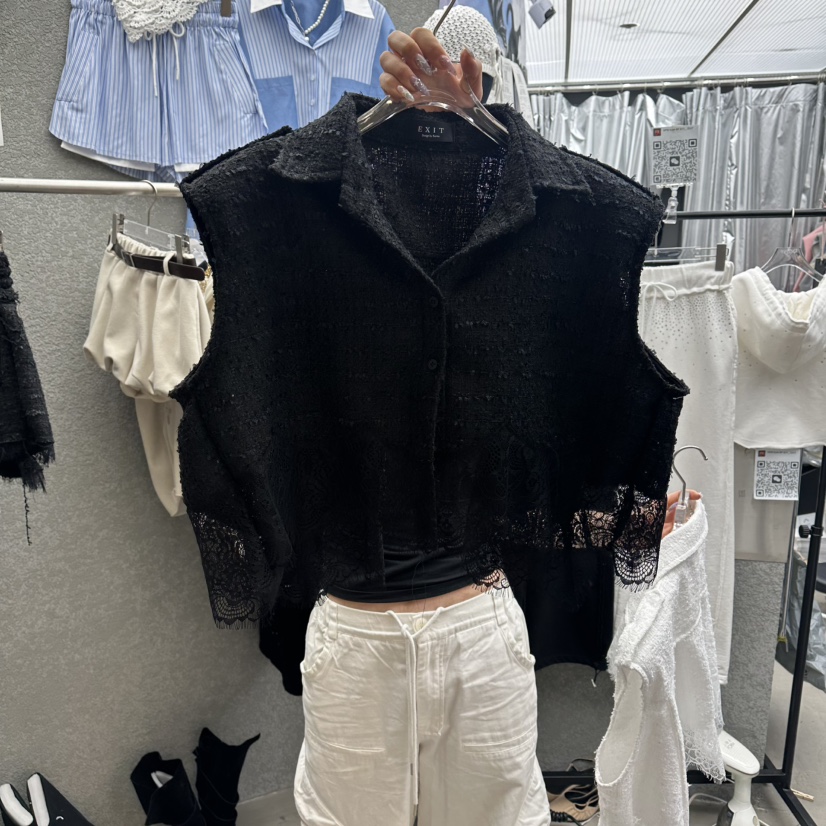 EXIT韓國直郵女士新款休閑26春夏職業時尚熱賣馬甲粗花呢EXIT馬甲圖色2