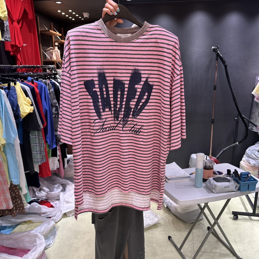 CHAVI韓國東大門代購女裝新品人氣推薦休閑職業26春夏T恤條紋CHAVIT恤圖色1