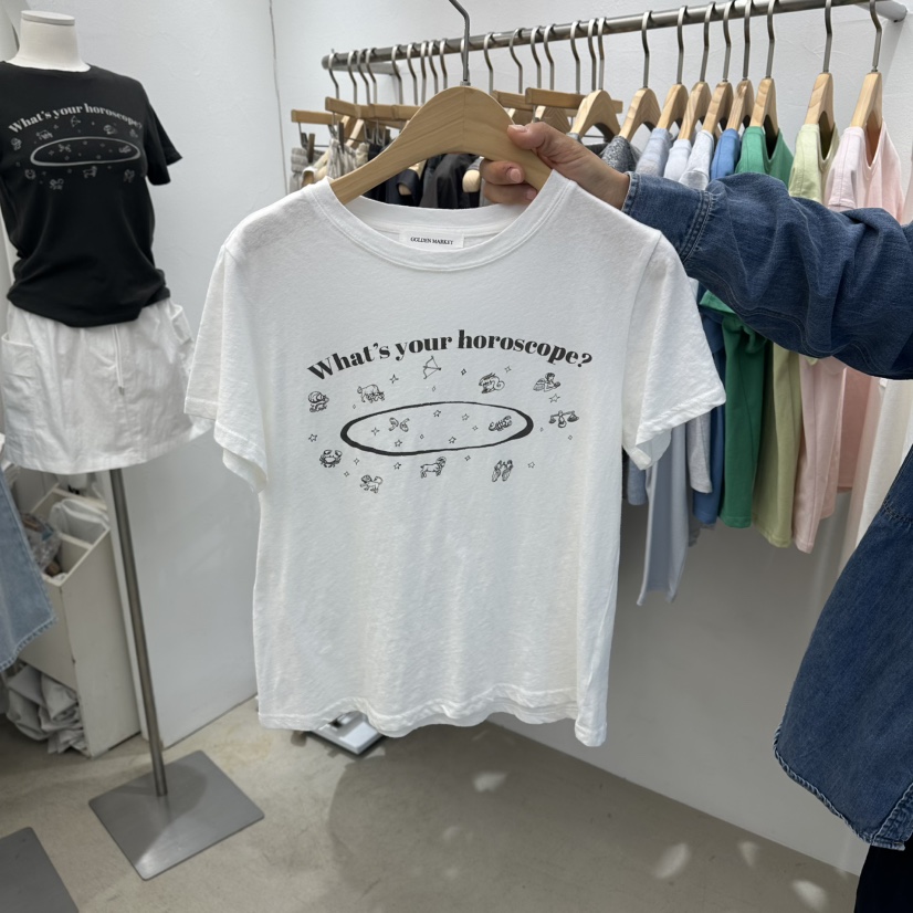 GOLDEN MARKET韓國直郵女裝新款26春夏職業時尚休閑T恤水洗GOLDEN MARKETT恤圖色1