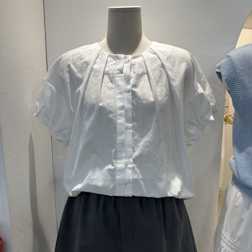 GOLDEN MARKET韓國東大門代購女裝新款26春夏襯衫蕾絲衫褶皺亞麻GOLDEN MARKET襯衫/蕾絲衫圖色1