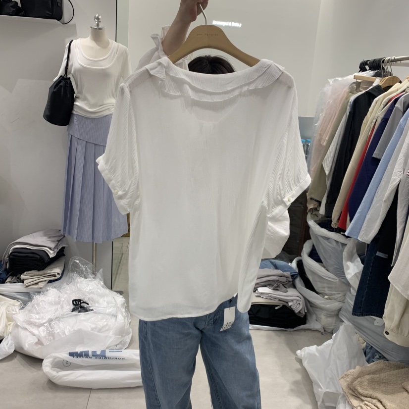 ANN MARGRET韓國代購女裝新款時尚襯衫蕾絲衫刺繡GRETA.Y襯衫/蕾絲衫