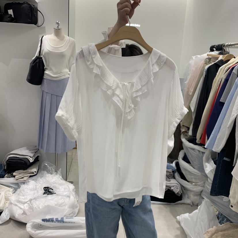 ANN MARGRET韓國代購女裝新款時尚襯衫蕾絲衫刺繡GRETA.Y襯衫/蕾絲衫圖色1