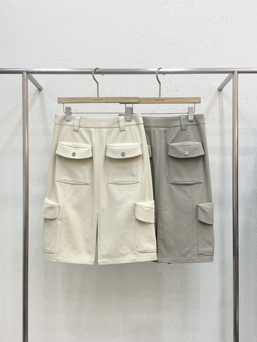 LIGHT AND SALT韓國直郵實拍女裝新品職業半身裙中短裙口袋LIGHT AND SALT半身裙/中短裙