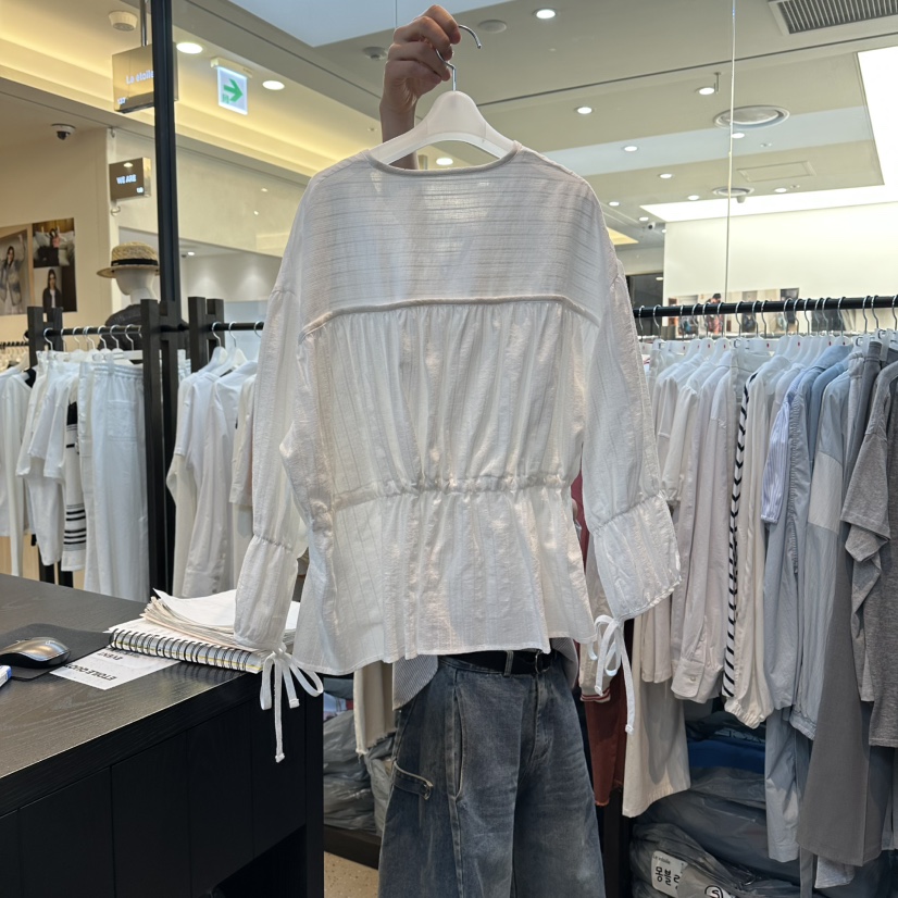 LE ETOILE韓國直郵實拍女士新款推薦人氣襯衫蕾絲衫褶皺Le etoile襯衫/蕾絲衫